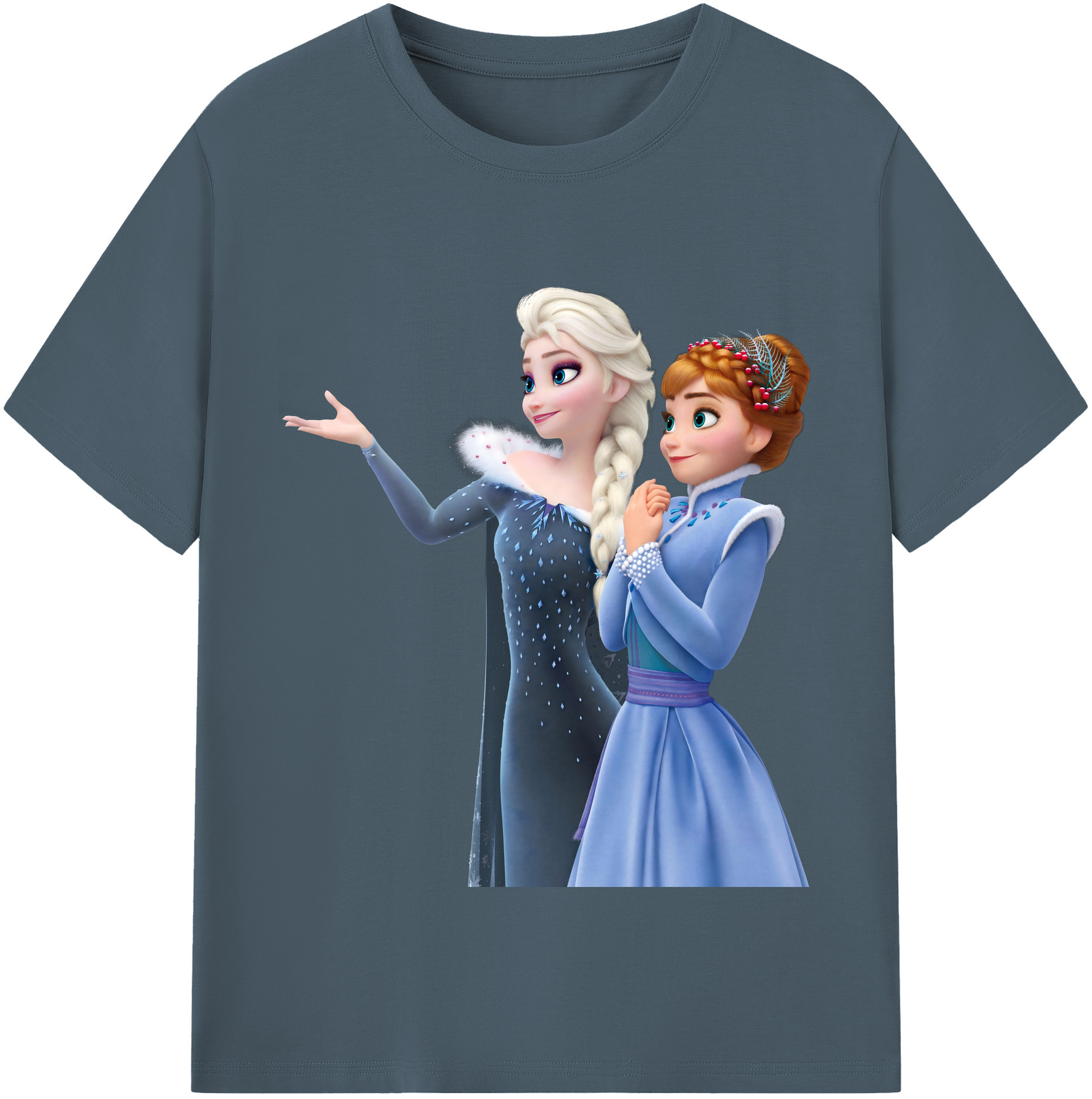 （画像用） アナと雪の女王 アンナ エルサ Frozen Anna Elsa 綿100％半袖Tシャツ（フロントプリント）